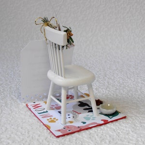 Kitties in Heaven ornament miniature Christmas scene with empty chair poem, for tree or table top, memorial keepsake for pet, bereavement image 4