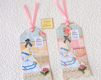 Gift Tags with vintage theme, La Mode Feminine 1800s, set of two