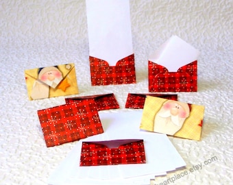 Miniature Elf or Santa Envelopes and Stationery, set of 8 envelopes with 12 pieces of stationery, Holiday themed, Fairy Letter included