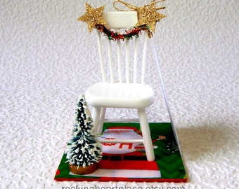 Christmas in Heaven ornament – miniature Christmas scene with poem, for tree or table top, memorial keepsake, empty chair poem, bereavement