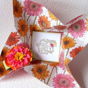 Folded Pinwheel GET WELL Greeting Card, in pink, yellow and orange with coordinating flower image 5