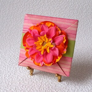 Folded Pinwheel GET WELL Greeting Card, in pink, yellow and orange with coordinating flower image 2