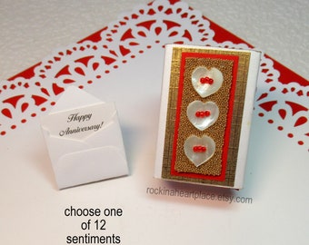 Keepsake Matchbox with Tiny Greeting Card (choose one of 12 sentiments) - Matchbox Message - Mother of Pearl Heart Design, Mother's Day gift