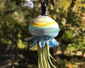 Blown Glass Jellyfish Terrarium Glass Air Plant Holder Silver Fumed Glass Orb Terrarium