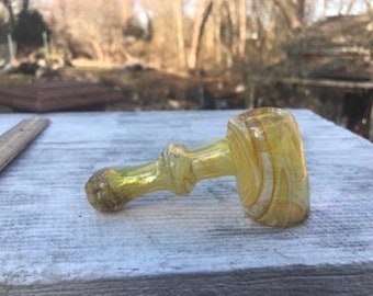 Yellow  Color Changing Hammer | Hammer Pipe | Glass Tobacco Pipe | Silver Fumed Pipe | Fumed Glass Pipe