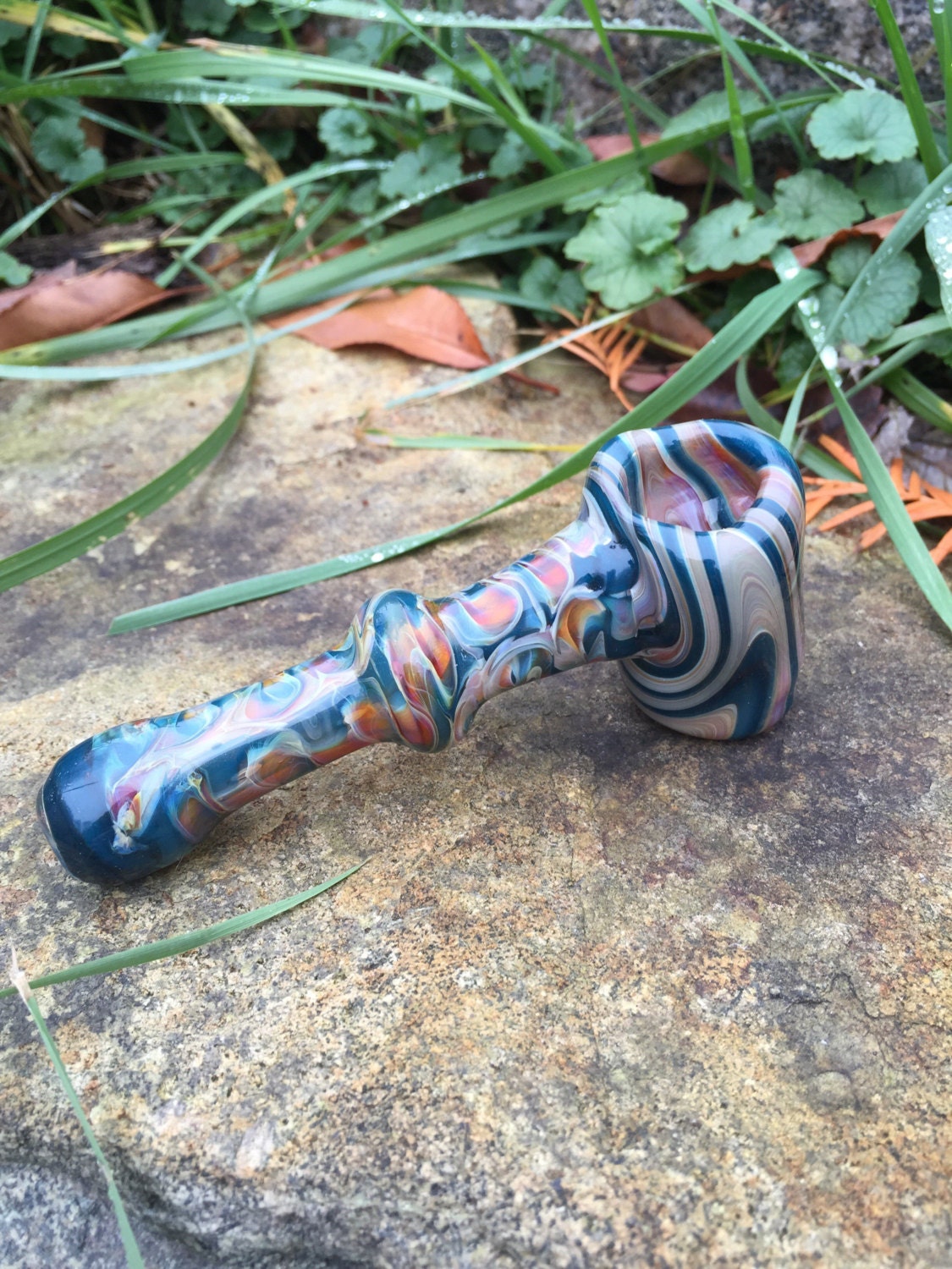 Color Changing Hammer Glass Hammer Pipe Fumed Tobacco Pipe Glass Hammer  Teal Butterscotch Glass Pipe Color Changing Pipe 