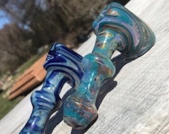 HAMMER TIME SALE Set of Two Color Changing Hammers | Teal and Blue Hammer Pipe | Glass Tobacco Pipe | Fumed Pipe