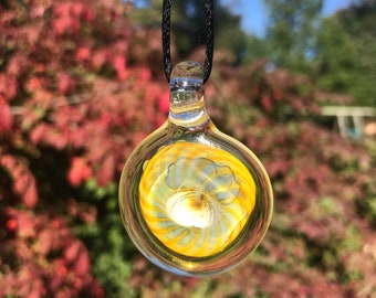 Glass Fumed Pendant | Silver and Gold Fumed Pendant |Boro Silver Necklace | Lamp Work Glass Pendant | Encased Silver Gold Bead