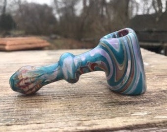 Teal Pink Slyme and Double Amber Purple Color Changing Hammer | Hammer Pipe | Glass Tobacco Pipe | Fumed Pipe