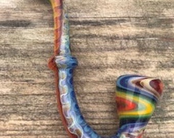 Rainbow Color Changing Sherlock Pipe With Feet | Glass Sherlock | Detective Pipe | Free Standing Long  Tobacco Pipe