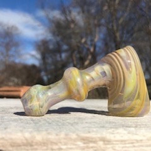 Yellow Color Changing Hammer | Hammer Pipe | Glass Tobacco Pipe | Silver Fumed Pipe | Fumed Glass Pipe