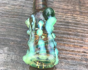 Slymed Oneie Pipe | Glass One Hitter | Tobacco Pipe | Slyme and Walnut Pipe | Slyme Chillum