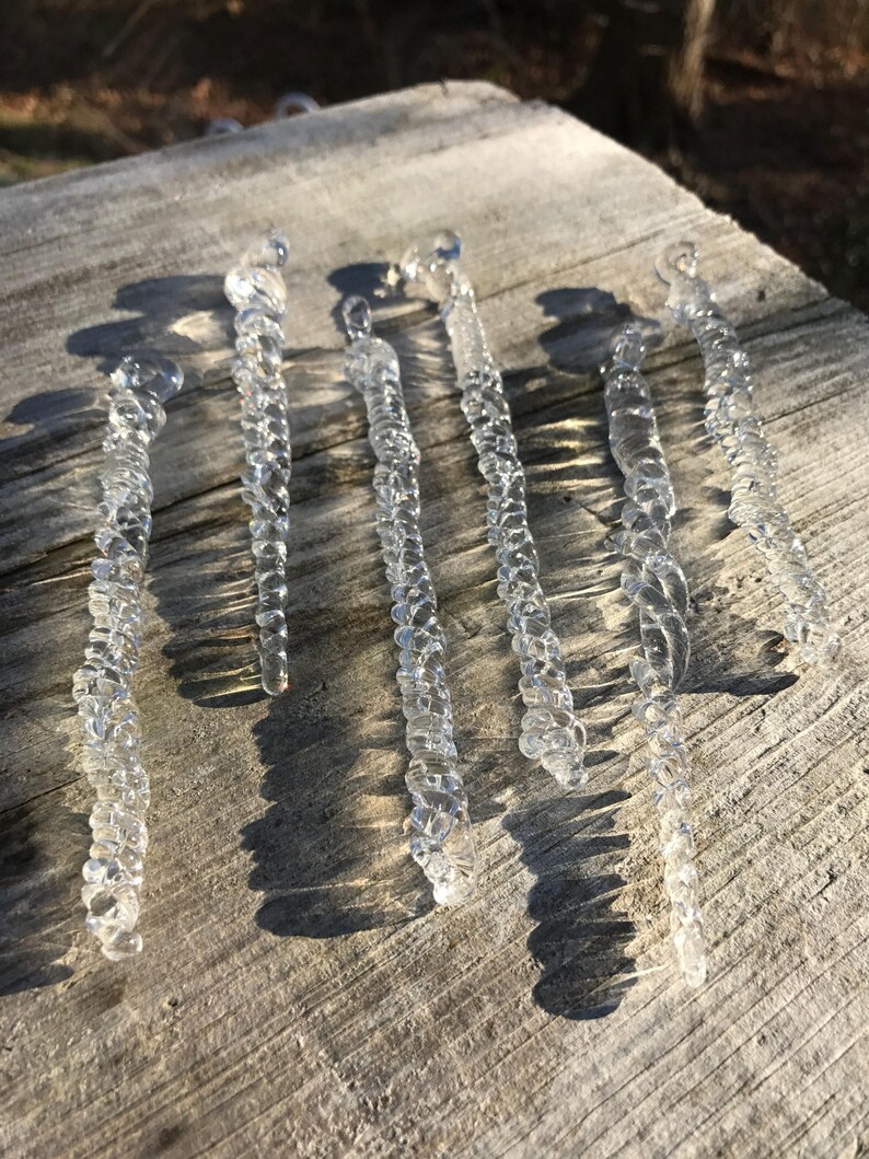 Set of 6 HomeBlown Glass Icicle Ornaments