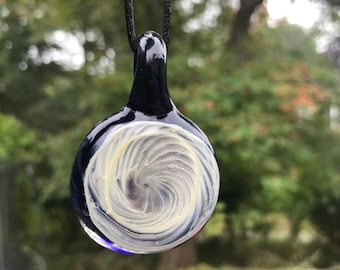 Glass Fumed Pendant | Silver and Gold Fumed Pendant | Cobalt Blue and Silver Necklace | Lamp Work Glass Pendant | Encased Silver Gold Bead