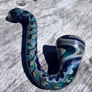 Blue and Green Color Changing Sherlock  Pipe | Silver Gold Fumed | Glass Tobacco Pipe | Glass Sherlock | Curvy Tobacco Pipe