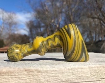 Yellow Green Color Changing Hammer | Hammer Pipe | Glass Tobacco Pipe | Silver Fumed Pipe | Fumed Glass Pipe