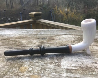 Black and White Glass Pipe With Feet | Long Glass Pipe | Glass Tobacco Pipe | Glass Corn Cobb Pipe | Boro Glass  Pipe
