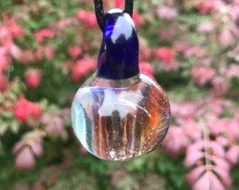 Blue Orange Glass Pendant | Colorful Boro Bead | Borosilicate Pendant | Lampwork Glass Necklace