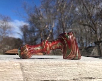 Red and  Green Color Changing Hammer | Hammer Pipe | Glass Tobacco Pipe | Silver Fumed Pipe | Fumed Glass Pipe