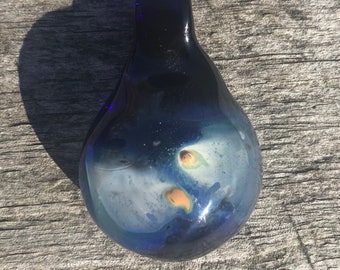 Glass Galaxy Pendant | Eternity Pendant | Cobalt Blue and Silver Necklace | Encased Silver on Glass Pendant