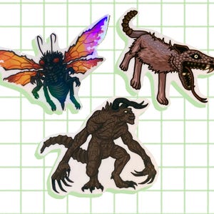 Deathclaw, Cazador, Nightstalker Glossy Stickers | Fallout: New Vegas Fan Art