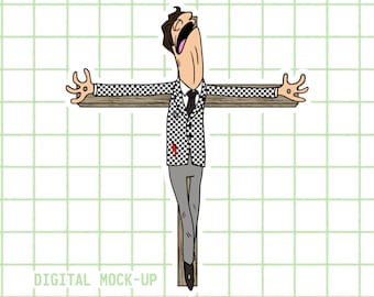 Benny Gecko Crucified Sticker | Fallout New Vegas x Smiling Friends Fan Art