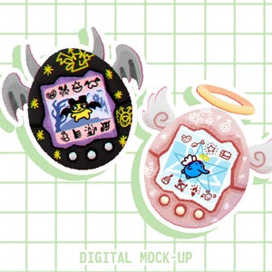 Tamagotchi Angel & Devil Stickers (2 sticker duo) / Angelgotchi Devilgotchi