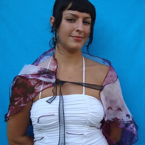 Purple Hand Dyed Silk Organza Wrap- amtextiles