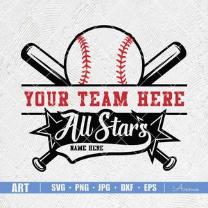 All Stars Baseball SVG PNG, Allstars Templater, Baseball Svg, Baseball Template svg, Baseball Mom, All Star Svg, Baseball All Star Game Svg