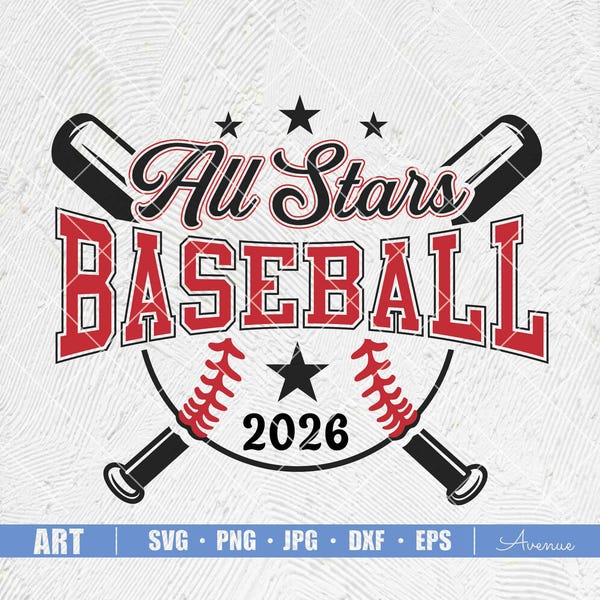 All Stars Baseball SVG: Team Template, Shirt Design (Digital Download)