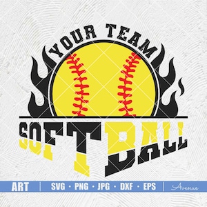 Softball Svg Png, Mascot Template Svg, Personalized Name, Softball Team Template Svg, Your Team Svg, Softball Mascot, Softball Png, Cricut