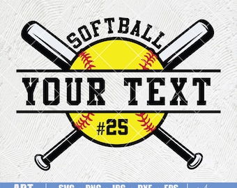 Softball Team Mascot Template SVG PNG: Personalized Name (Digital Download)