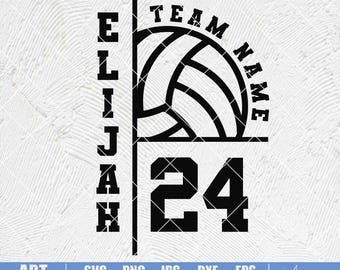 Volleyball Team SVG: Personalized Name, Mascot Template (Digital Download)