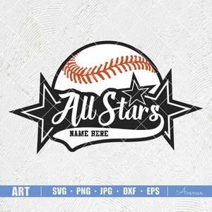 All Stars Baseball SVG PNG, Allstars Template, Baseball Svg, Baseball Template svg, Baseball Mom, All Star Svg, Baseball All Star Game Svg