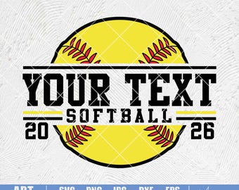 Softball Team Mascot SVG PNG: Personalized Name Template (Digital Download)