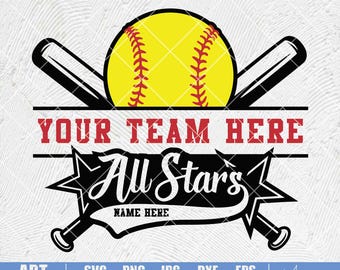 All Stars Softball SVG PNG, Allstars Template, Softball Svg, Softball Template svg, Softball Mom, All Star Svg, Softball All Star Game Svg
