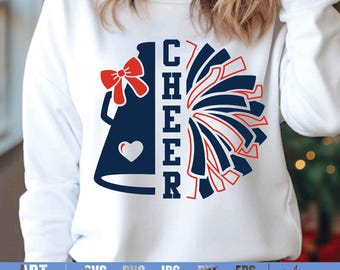 Cheerleader Pom Pom & Megaphone SVG: Cheer Mom Monogram (Digital Download