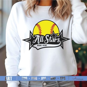 All Stars Softball SVG PNG, Allstars Template, Softball Svg, Softball Template svg, Softball Mom, All Star Svg, Softball All Star Game Svg