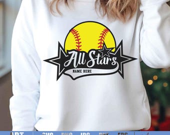 All Stars Softball SVG PNG, Allstars Template, Softball Svg, Softball Template svg, Softball Mom, All Star Svg, Softball All Star Game Svg
