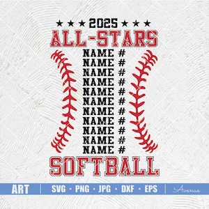 All Stars Softball SVG PNG, Personalized Name, Softball Svg, Softball Template svg, Softball Mom, All Star Svg, Softball All Star Game Svg
