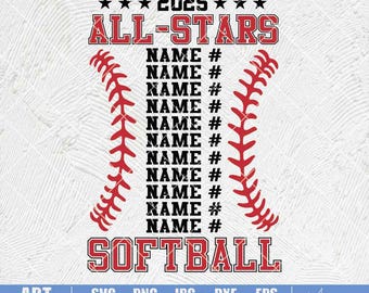 Personalized All Stars Softball SVG: Custom Name Template (Digital Download
