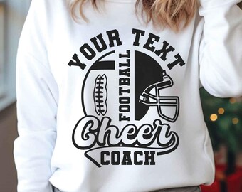 Cheer Coach Football SVG: Megaphone, Pom Pom, Your Text (Digital Download)