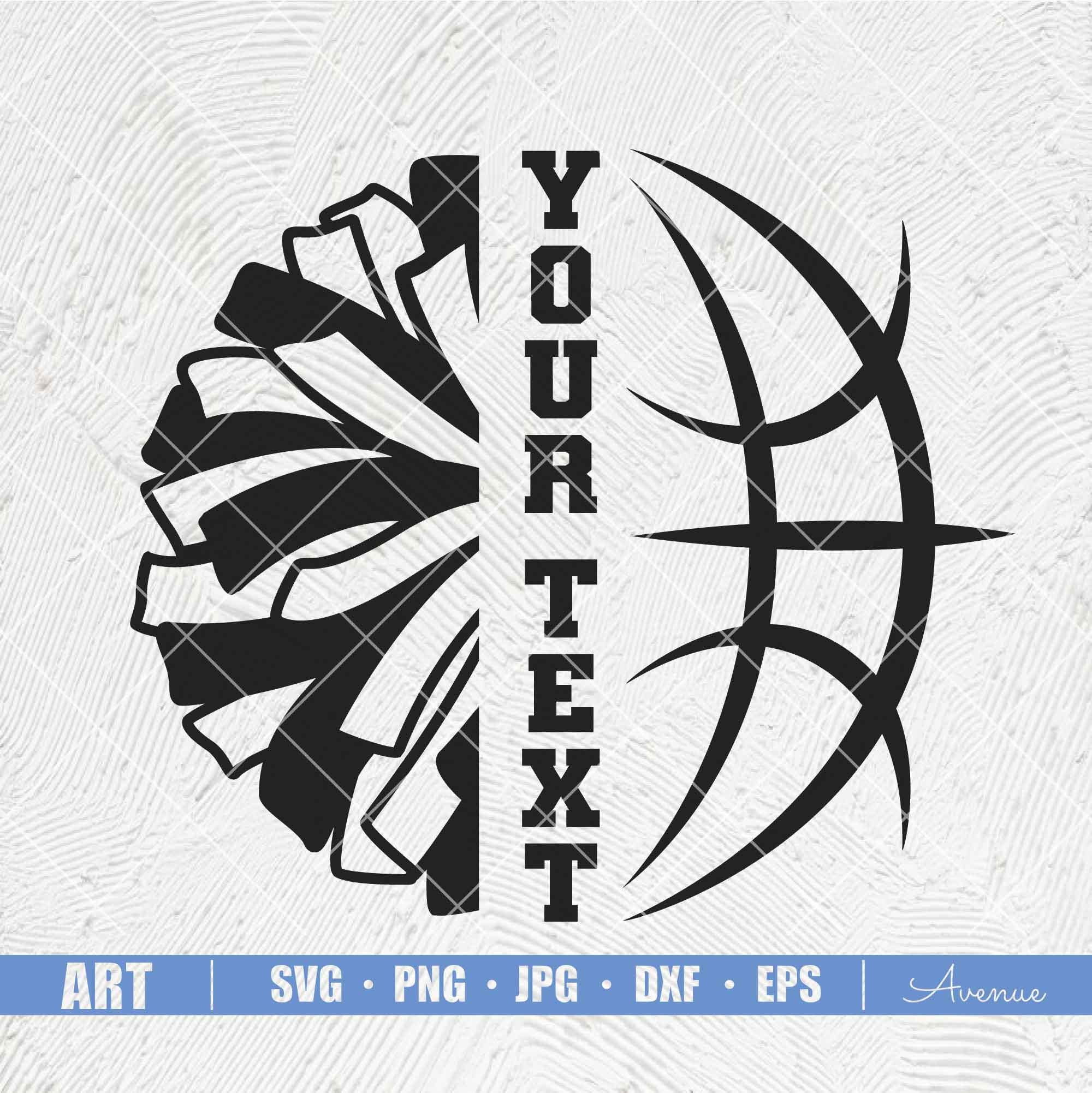 Basketball Cheerleader SVG PNG: Customized Name, Pom Pom Design ...
