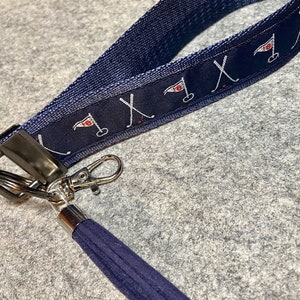 Navy Blue GOLFER Key Wristlet w/Tassel