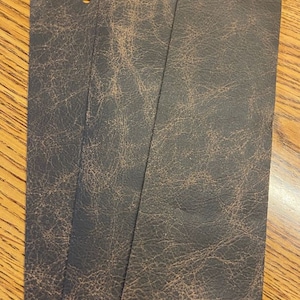 Set of 3 Long Brown Marbled/Distressed Genuine LEATHER Bookmarks