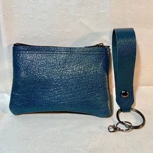 Teal Blue Goathide LEATHER Coin Purse & Key Fob Set - Etsy