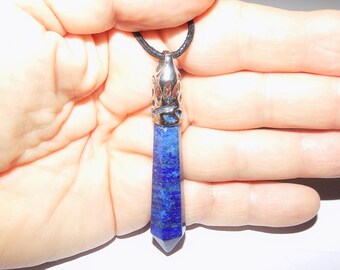 Lapis Lazuli Pendant on Waxed Cotton Neck Cord 22-24 inch