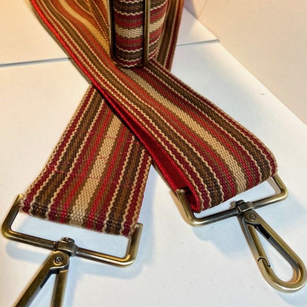 2"wide FALL COLOR Stripes,Jacquard Trimmed Adjustable Crossbody Bag Strap