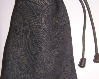 NavyBlue Lambhide Suede DrawCord Pouch, Fabric Lined