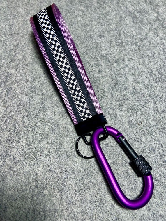 Lavender & Racing Checker Flag Key Wristlet W/carabiner - Etsy